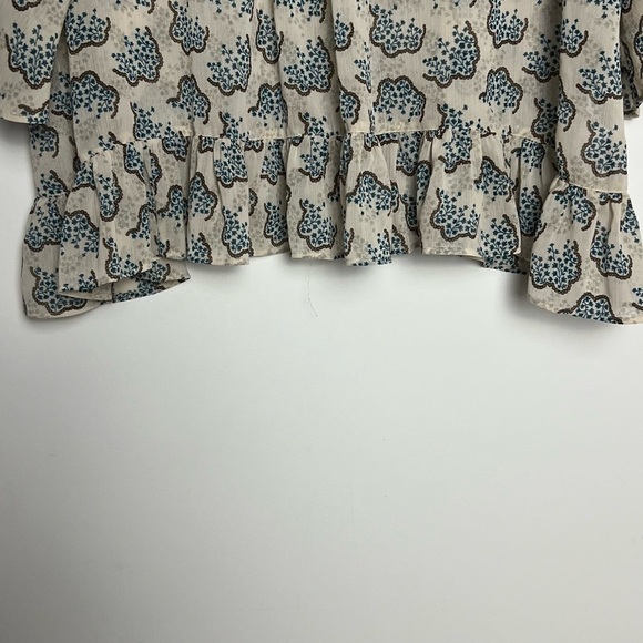 Anna Sui X Uniqlo Chiffon Floral Ruffled Hem Boho Cottagecore Blouse NWOT Sz S - Picture 9 of 12